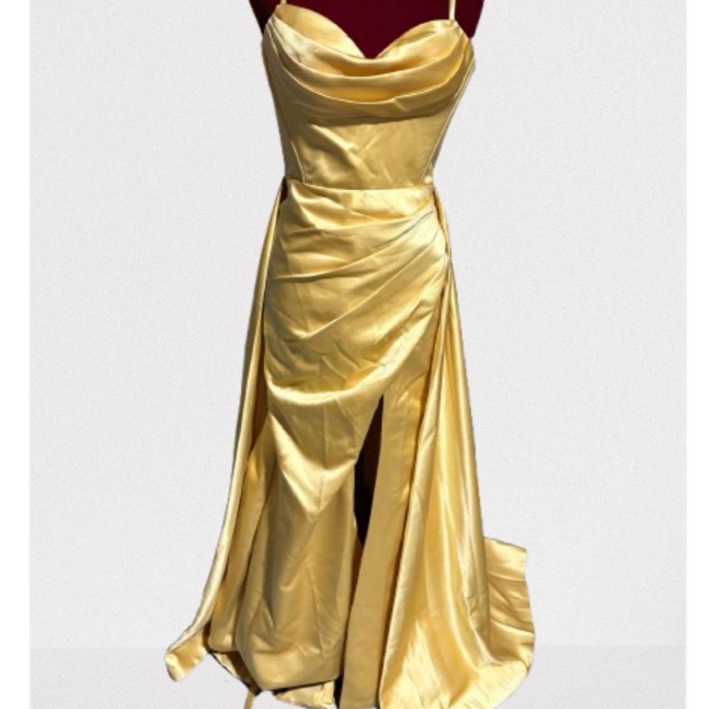 Gold Ruched Maxi Dress with Sweetheart Neckline